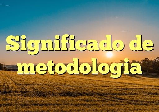 Significado de metodologia