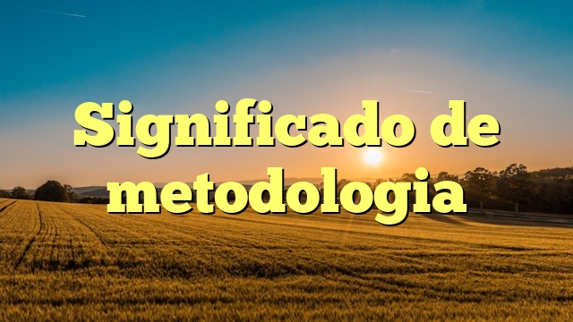 Significado de metodologia